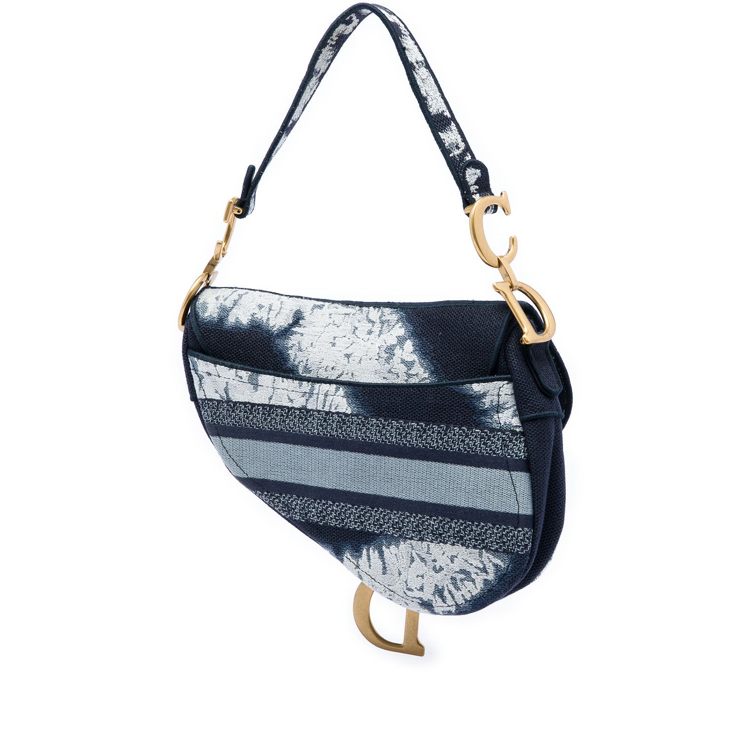 Christian Dior Canvas Embroidered Tie Dye Saddle Bag - Blue