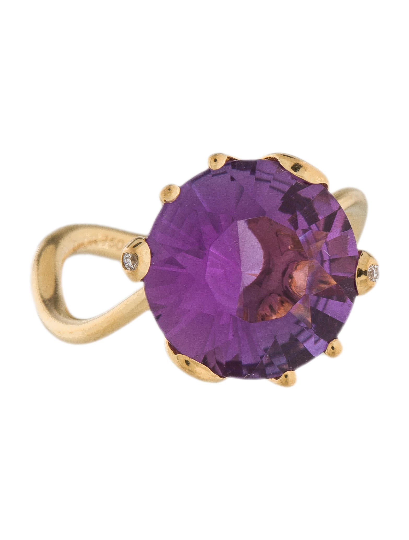 Christian Dior 18K Amethyst & Diamond Cocktail Ring