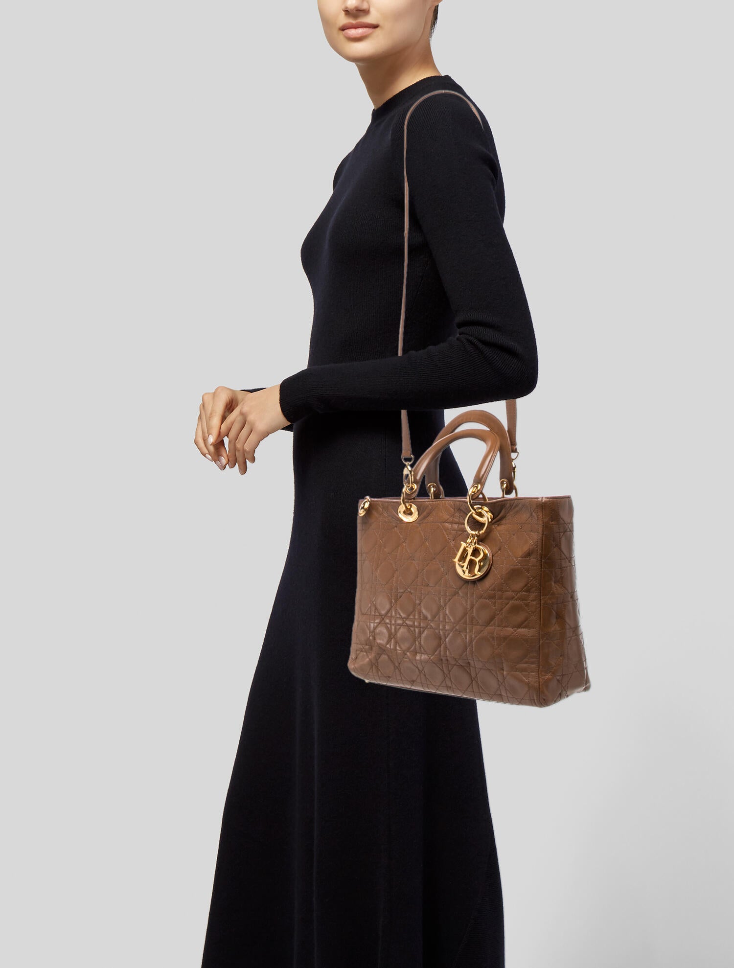 Christian Dior ハンドバッグ ブラウン Christian Dior Cannage Lady Dior Large Vintage - Brown Handle Bags