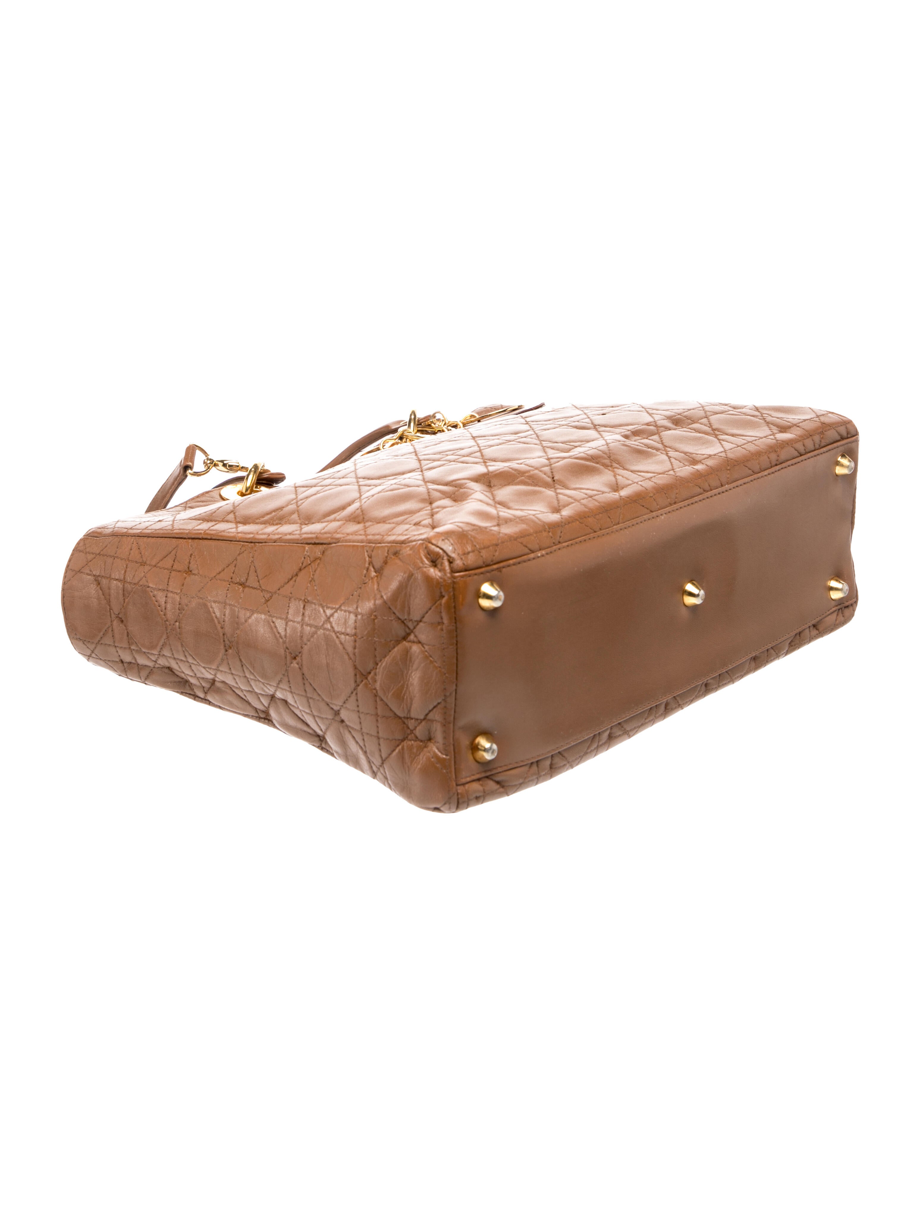 Christian Dior Cannage Lady Dior Large Vintage - Brown Handle Bags