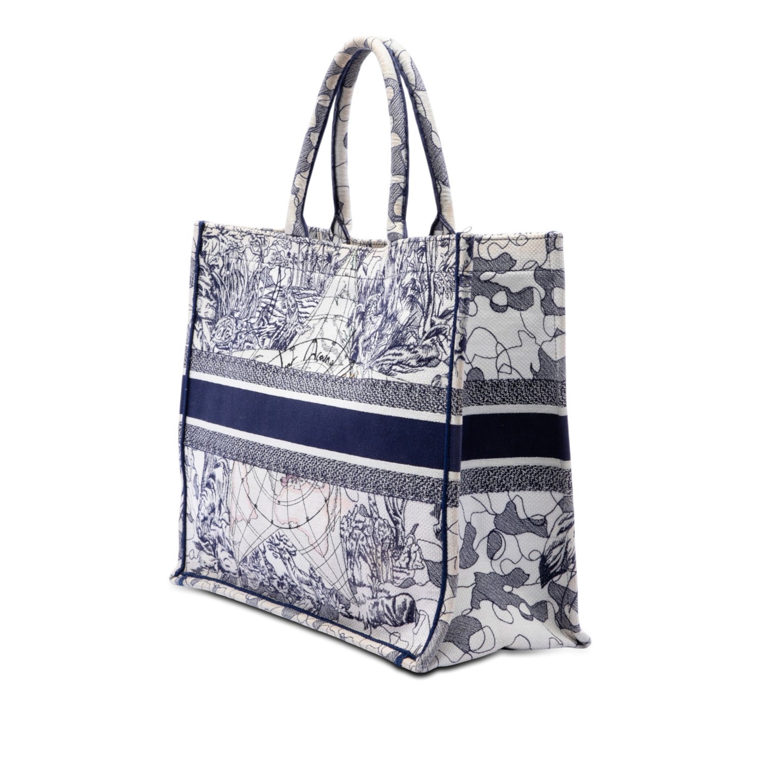 Christian Dior Large Canvas Embroidered Around The World Book Tote