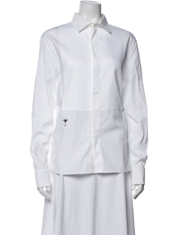 Pre-owned Dior 2018 Long Sleeve Button-up Top In White