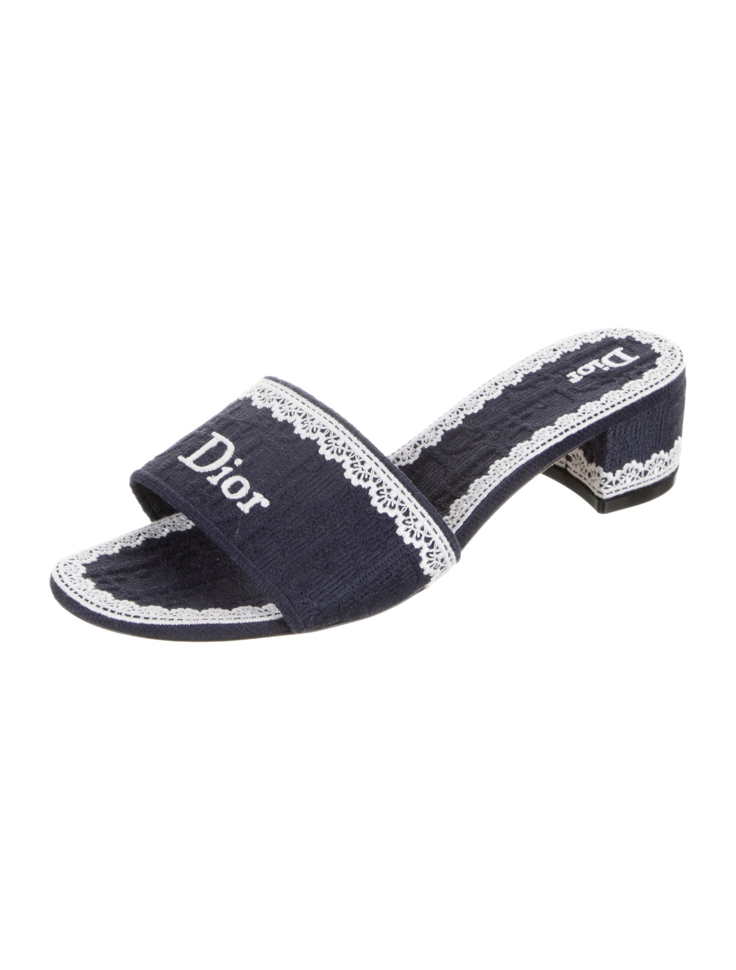 Christian Dior Graphic Print Embroidered Accent Slides