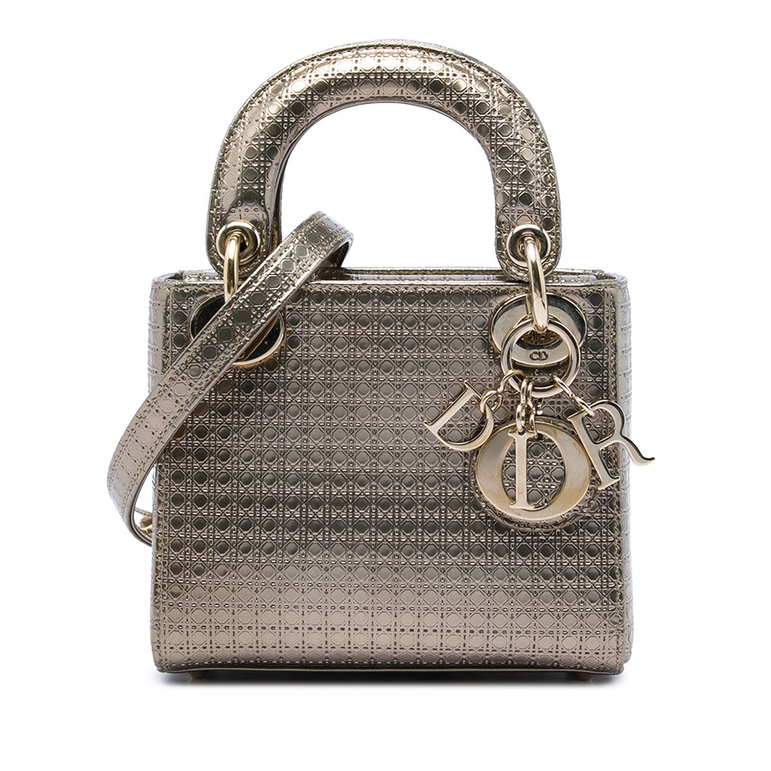 Christian Dior Mini Metallic Patent Microcannage Lady Dior