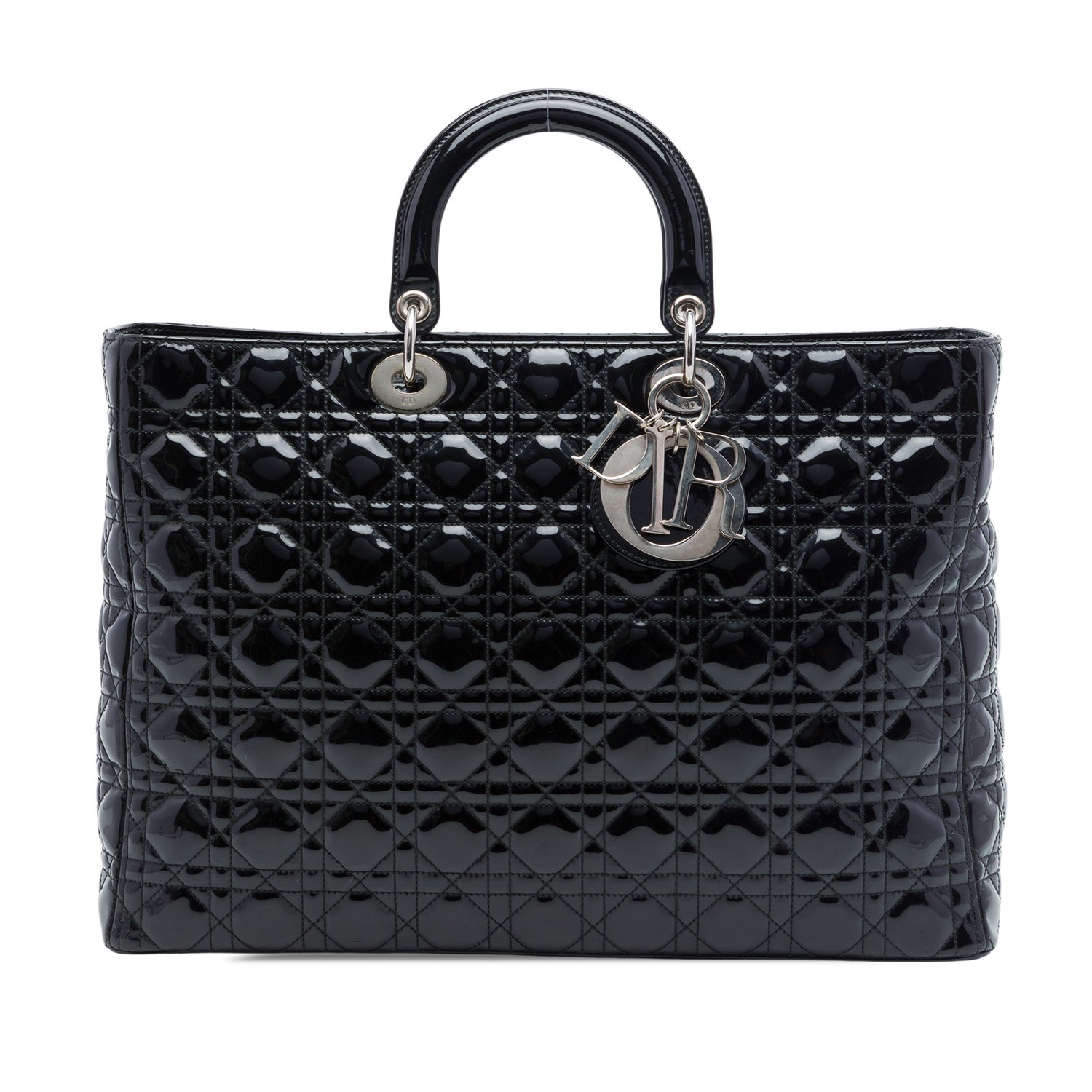 Christian Dior Extra Large Patent Cannage Lady Dior - Black