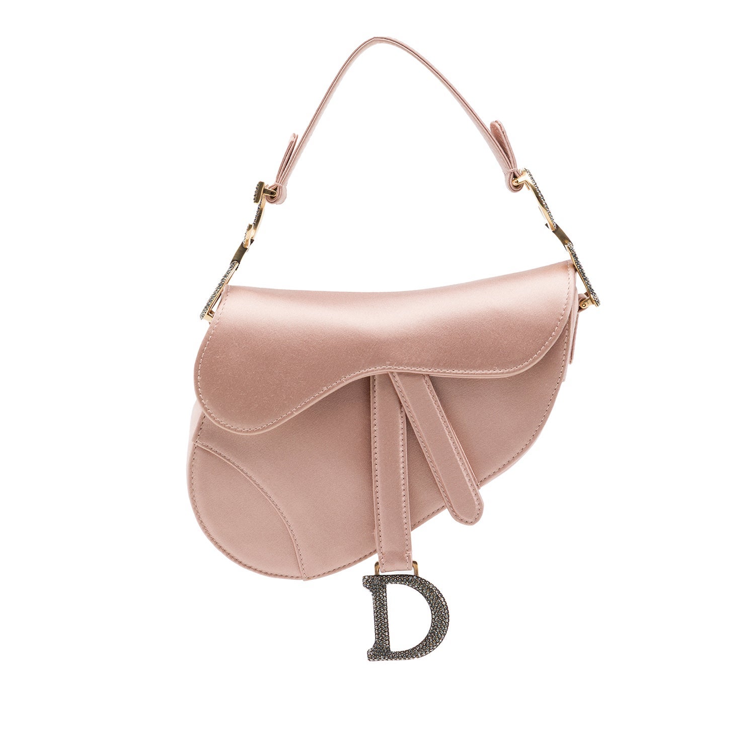 Christian Dior Mini Satin Crystal Embellished Saddle Bag
