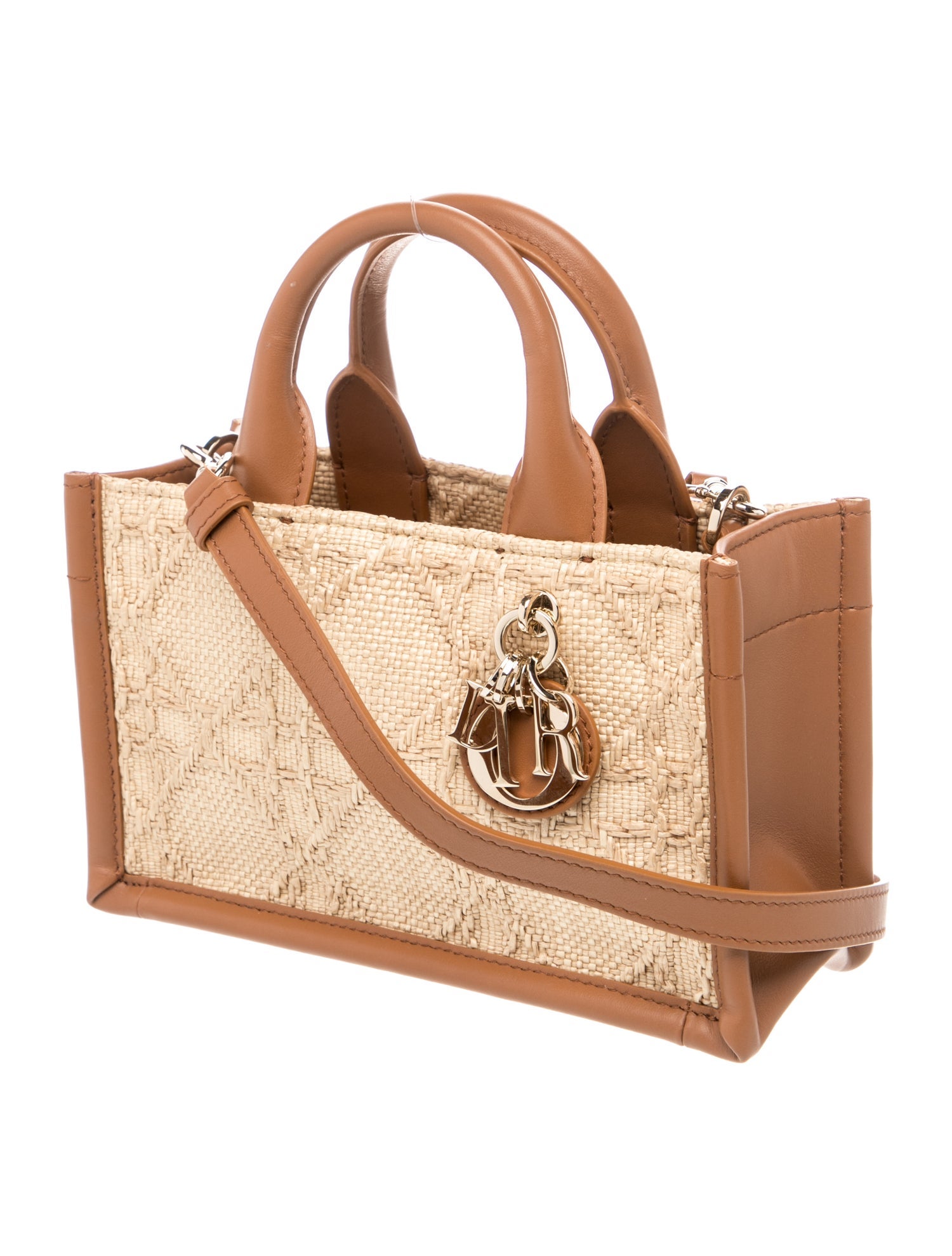 Christian Dior Leather 2025 Raffia Cannage Dior Book Tote Mini