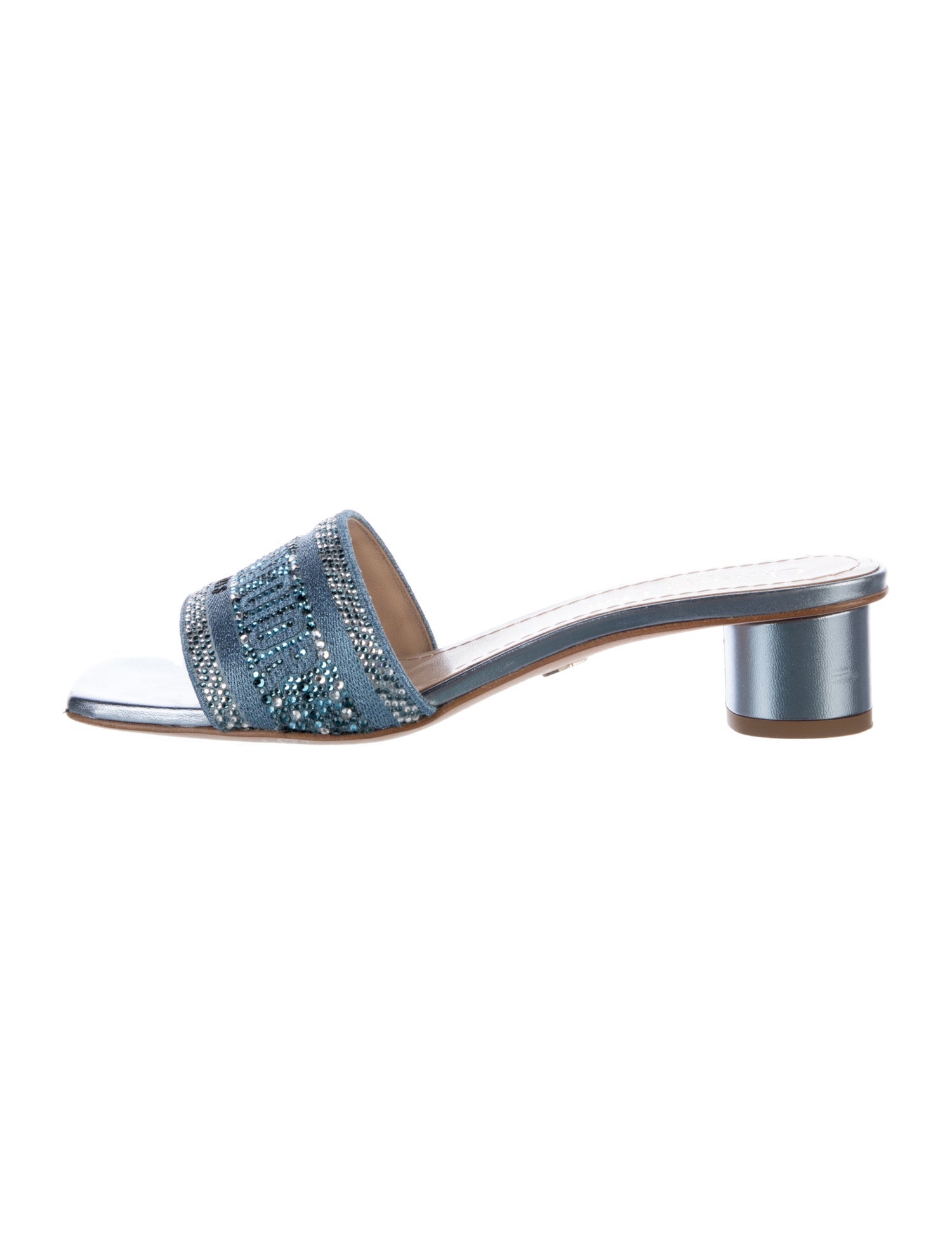 Christian Dior Graphic Print Crystal Embellishments Mules