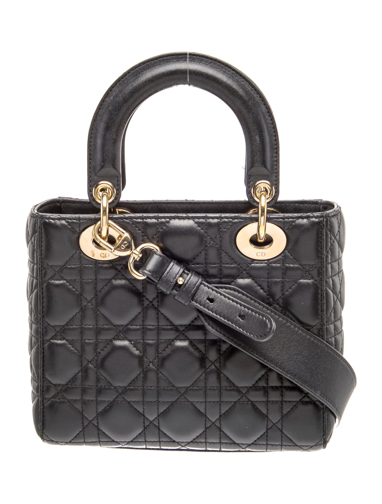 Christian Dior Cannage Lady Dior - Black Handle Bags, Handbags