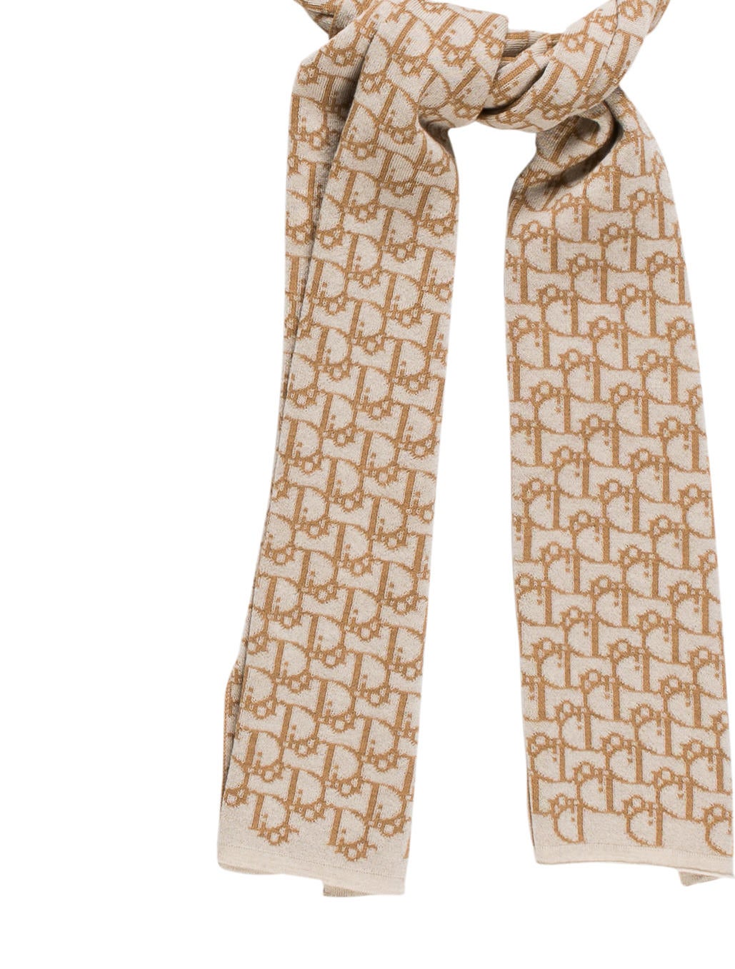 Christian Dior Oblique Wool Scarf Neutrals Scarves and Shawls