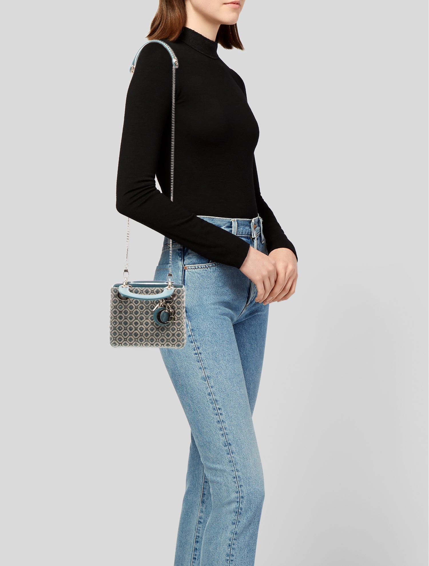 Christian Dior 2023 Mini Himalayan Crocodile Lady Dior Bag - White