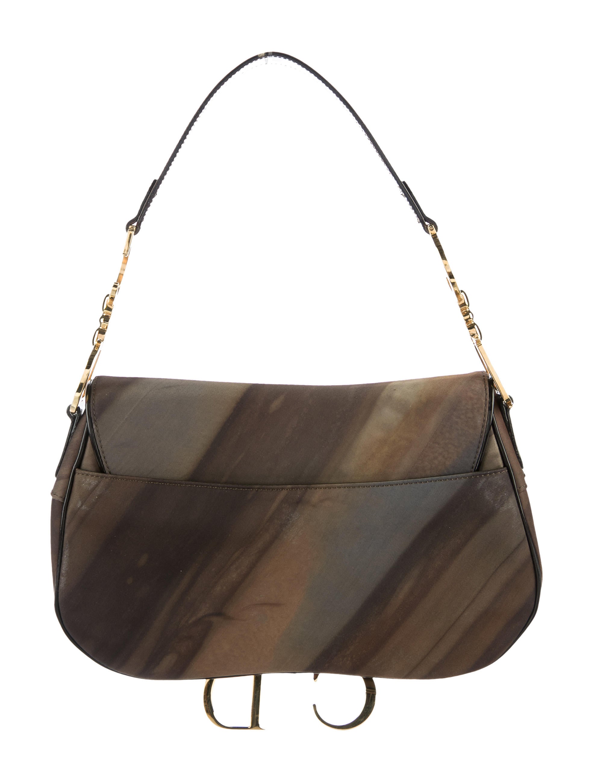 Christian Dior SADDLE ナイロンボディーバッグ Christian Dior Nylon Grained Calfskin Saddle Bag Black Multicolor