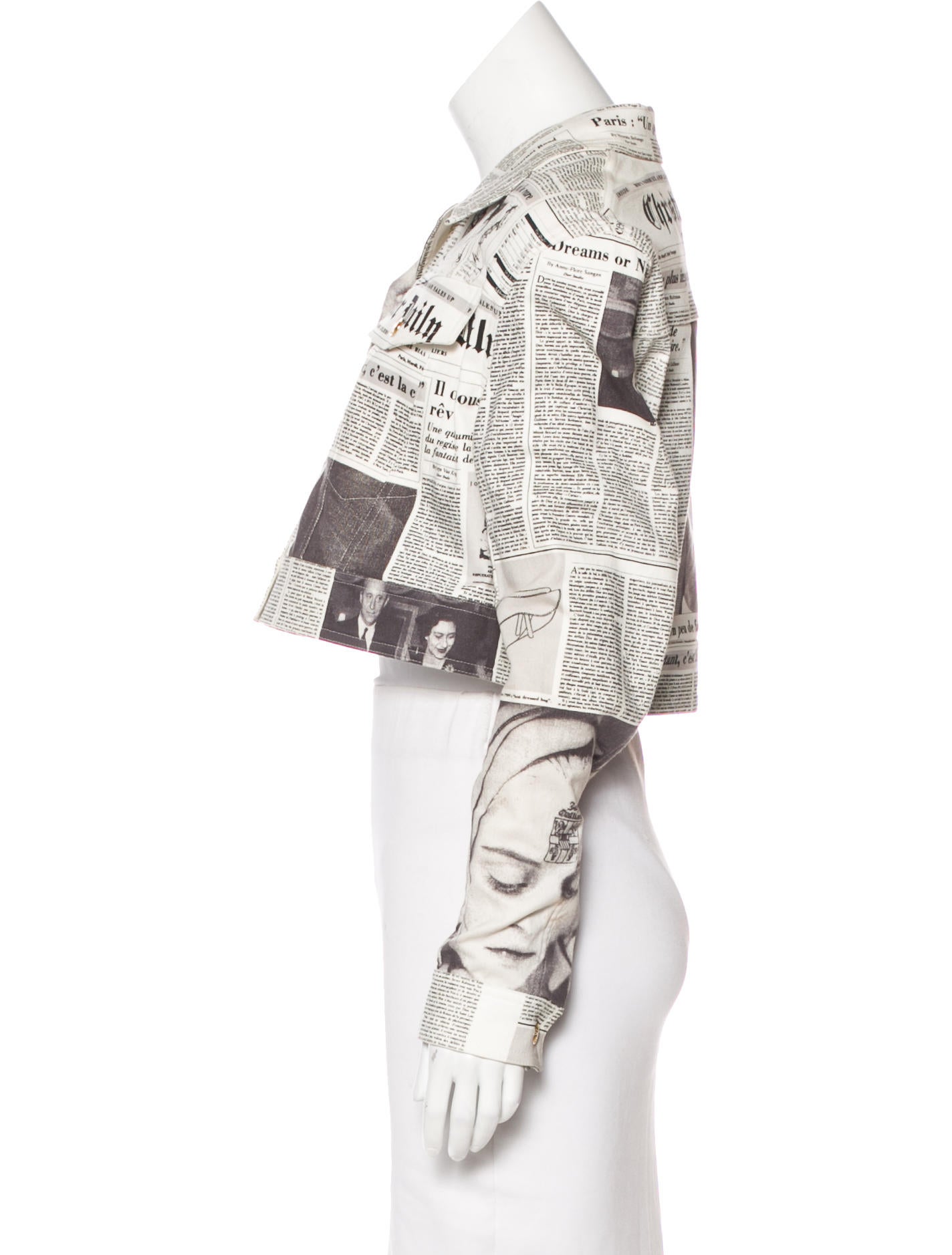 Christian Dior Newspaper Print Jacket White Jackets, Clothing
