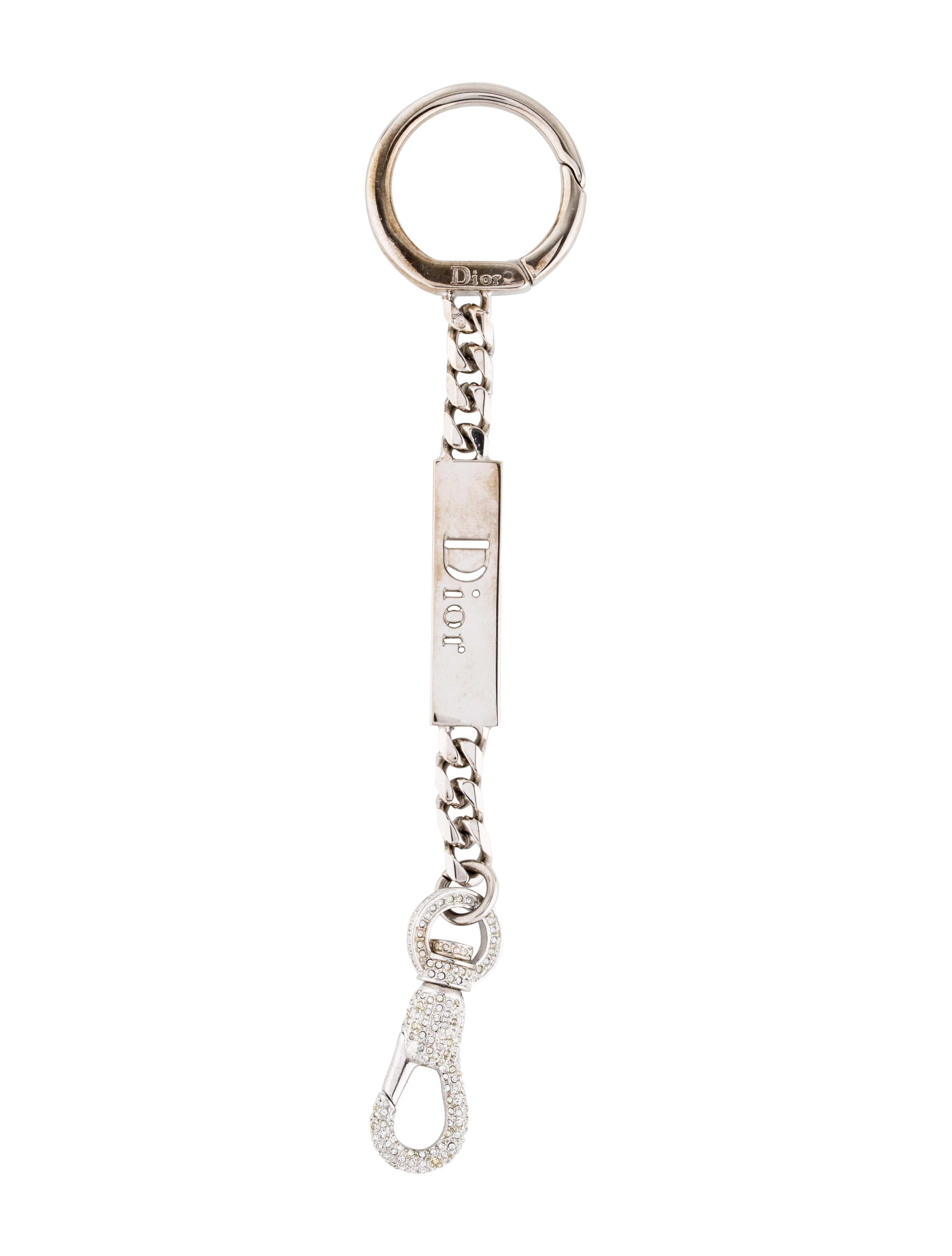 Christian Dior Silver-Tone Logo Keychain - Silver Keychains