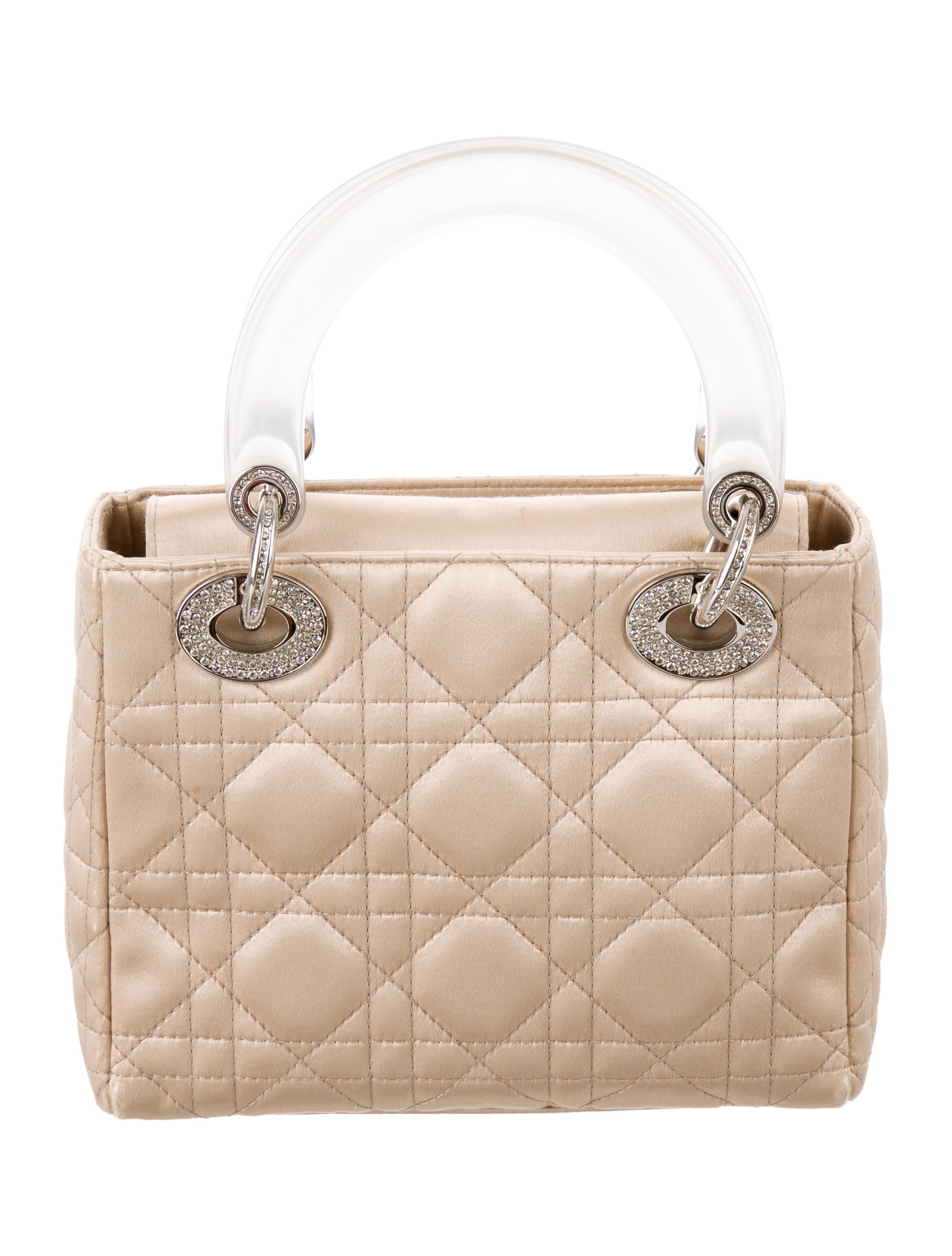 Christian Dior Satin Strass Mini Lady Dior Bag - Neutrals Handle