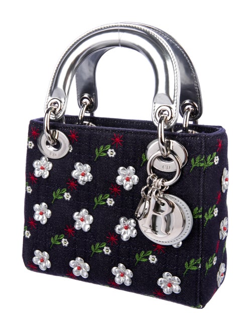Christian Dior 2016 Embellished Denim Mini Lady Dior Bag