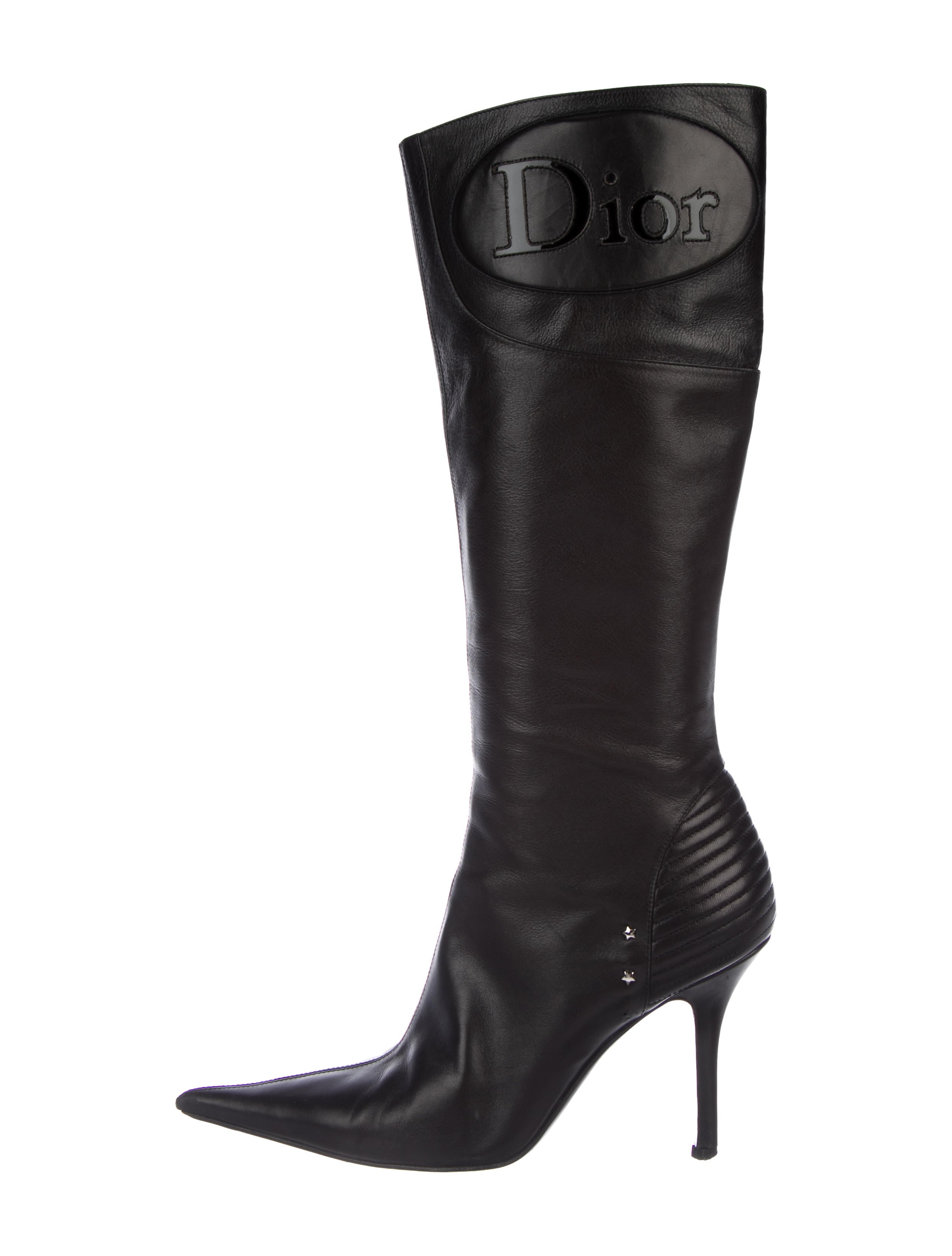 Christian Dior Leather Pointed-Toe Boots - Black Boots
