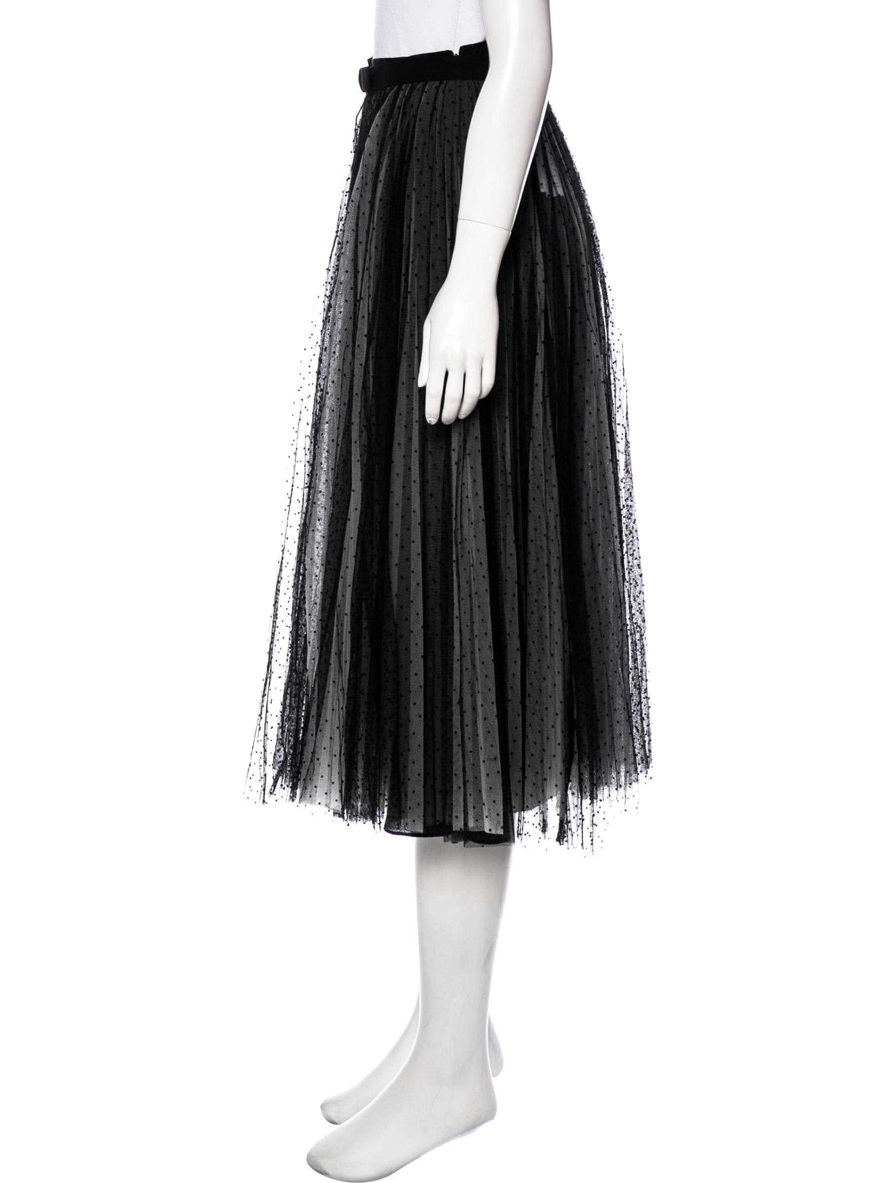 Christian Dior Polka Dot Midi Skirt - Black Skirts, Clothing