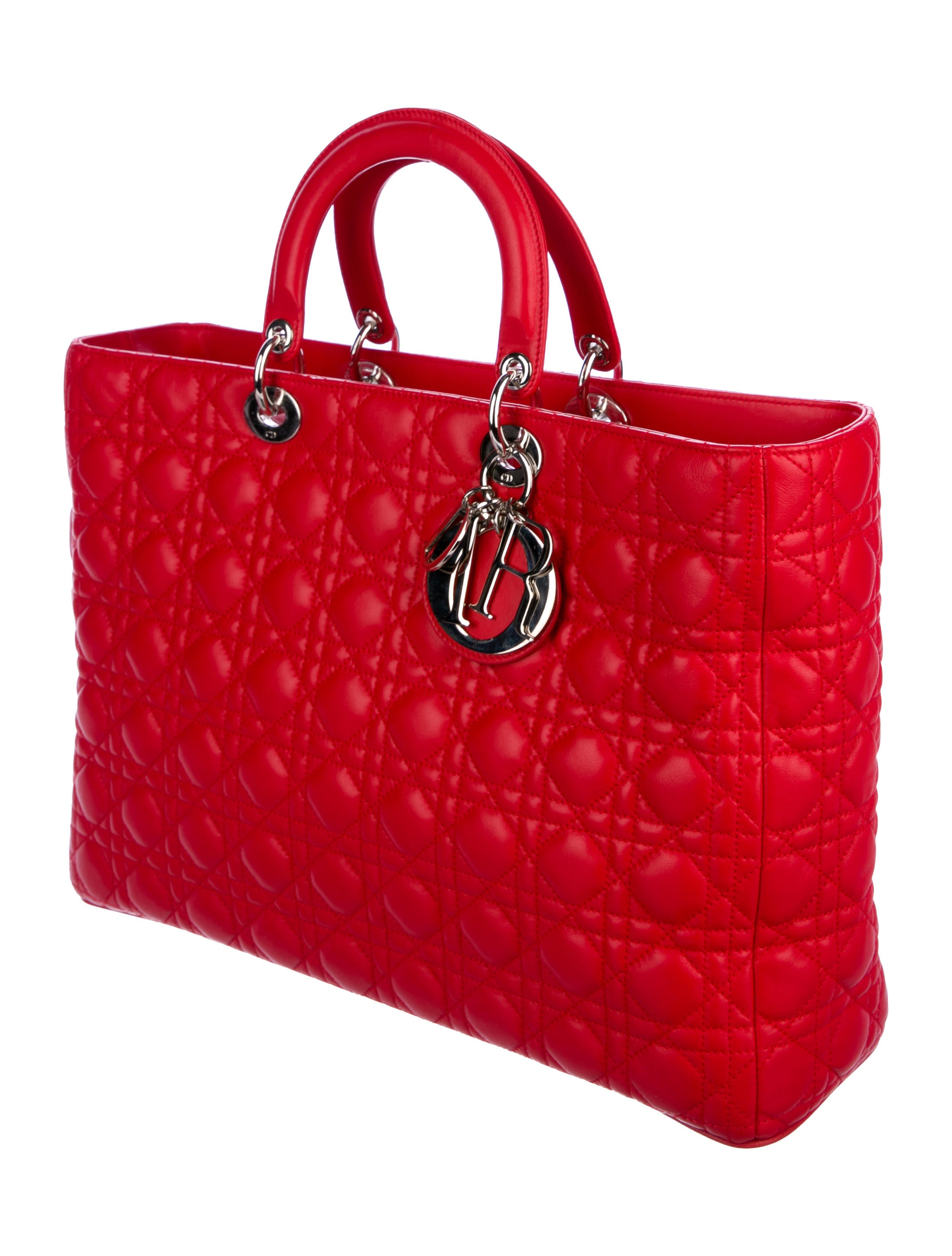 Christian Dior Extra Large Lady Dior Bag - Red Satchels, Handbags