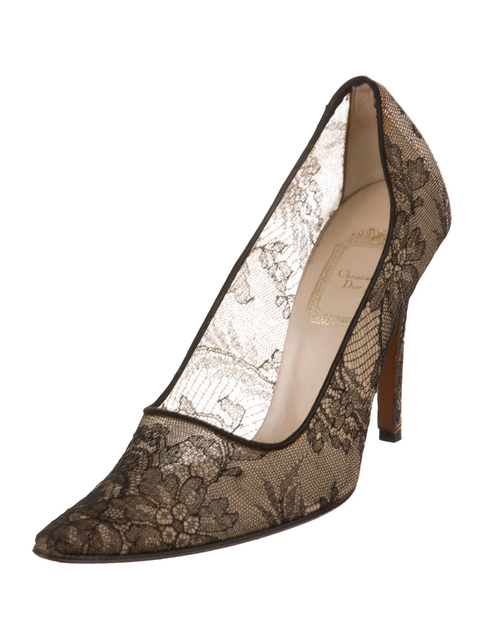 Christian Dior Lace PointedToe Pumps Black Pumps, Shoes CHR83752