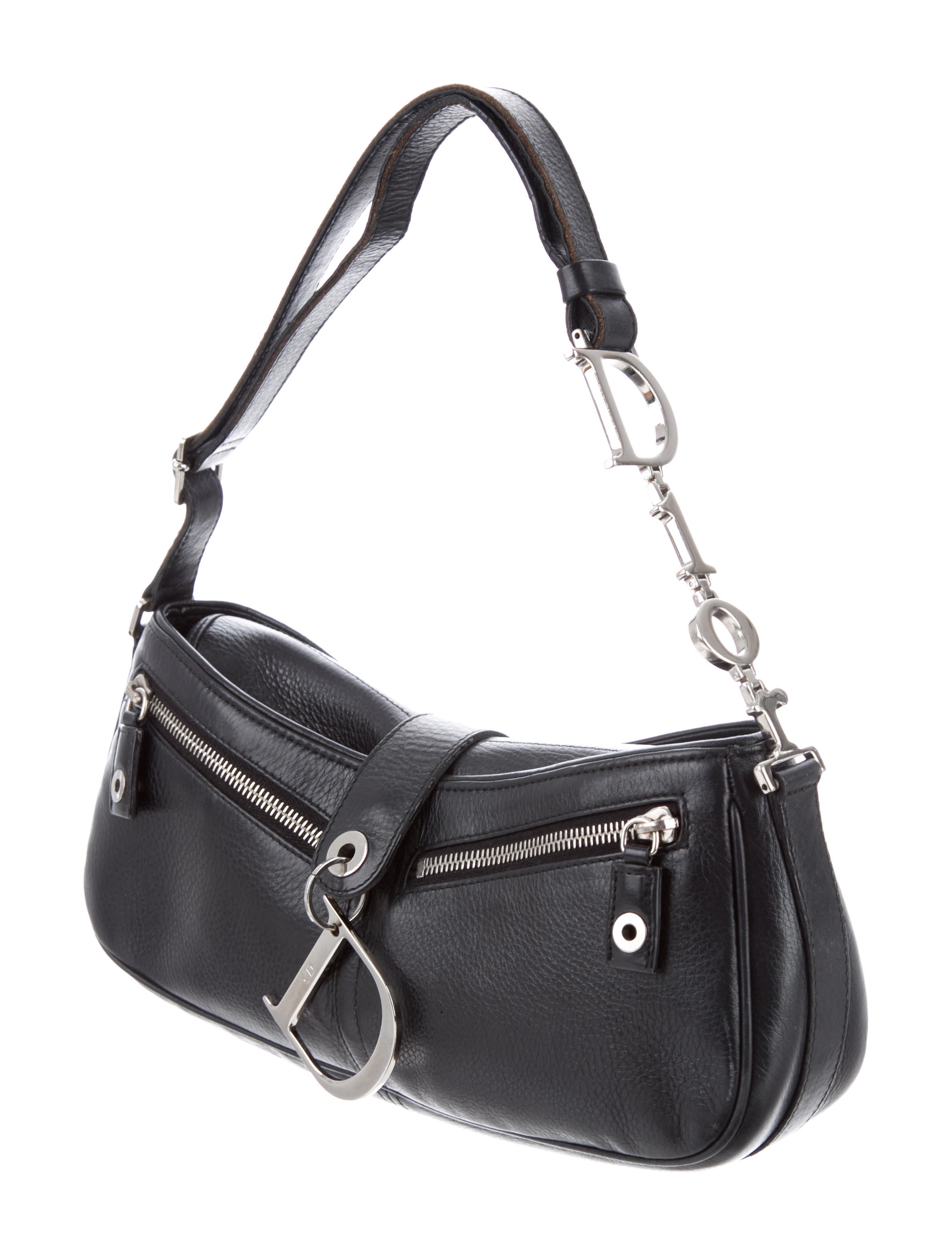 Christian Dior D-Charm Leather Shoulder Bag - Black Shoulder Bags