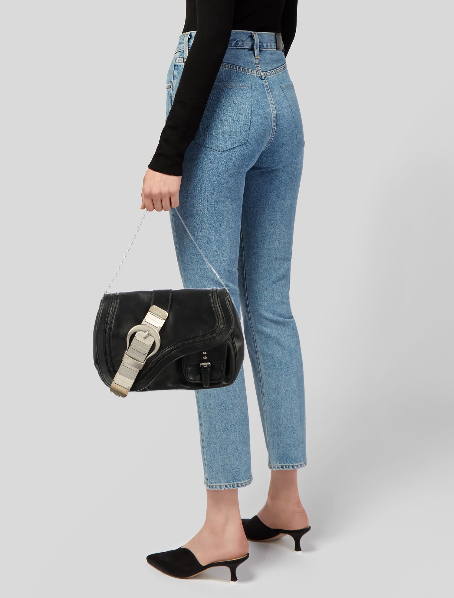 Christian Dior Metal Gaucho Saddle Bag - Black Shoulder Bags