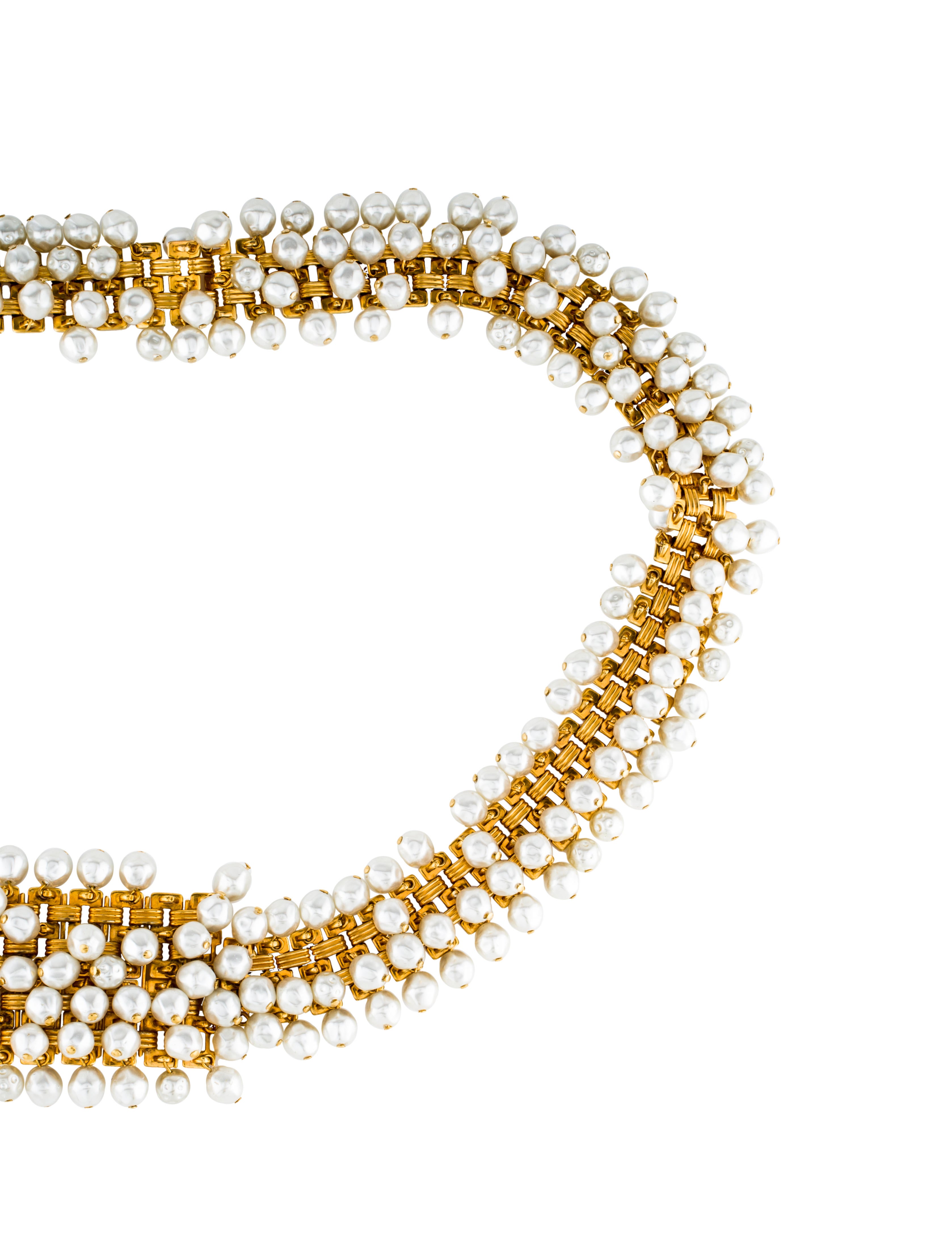Dior Vintage 70’S Gold Plated Pearl Embellished Statement Belt Christian Dior Vintage Faux-Pearl Belt - Gold Belts  main image 4