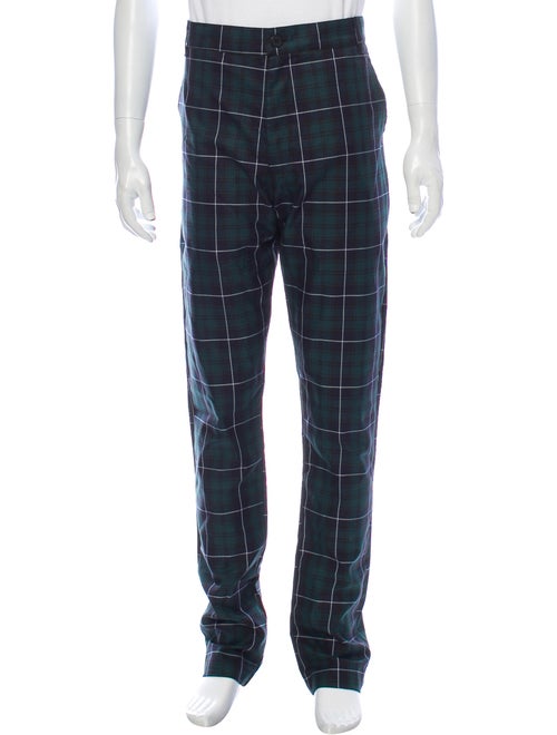 Christos Plaid Print Pants Green