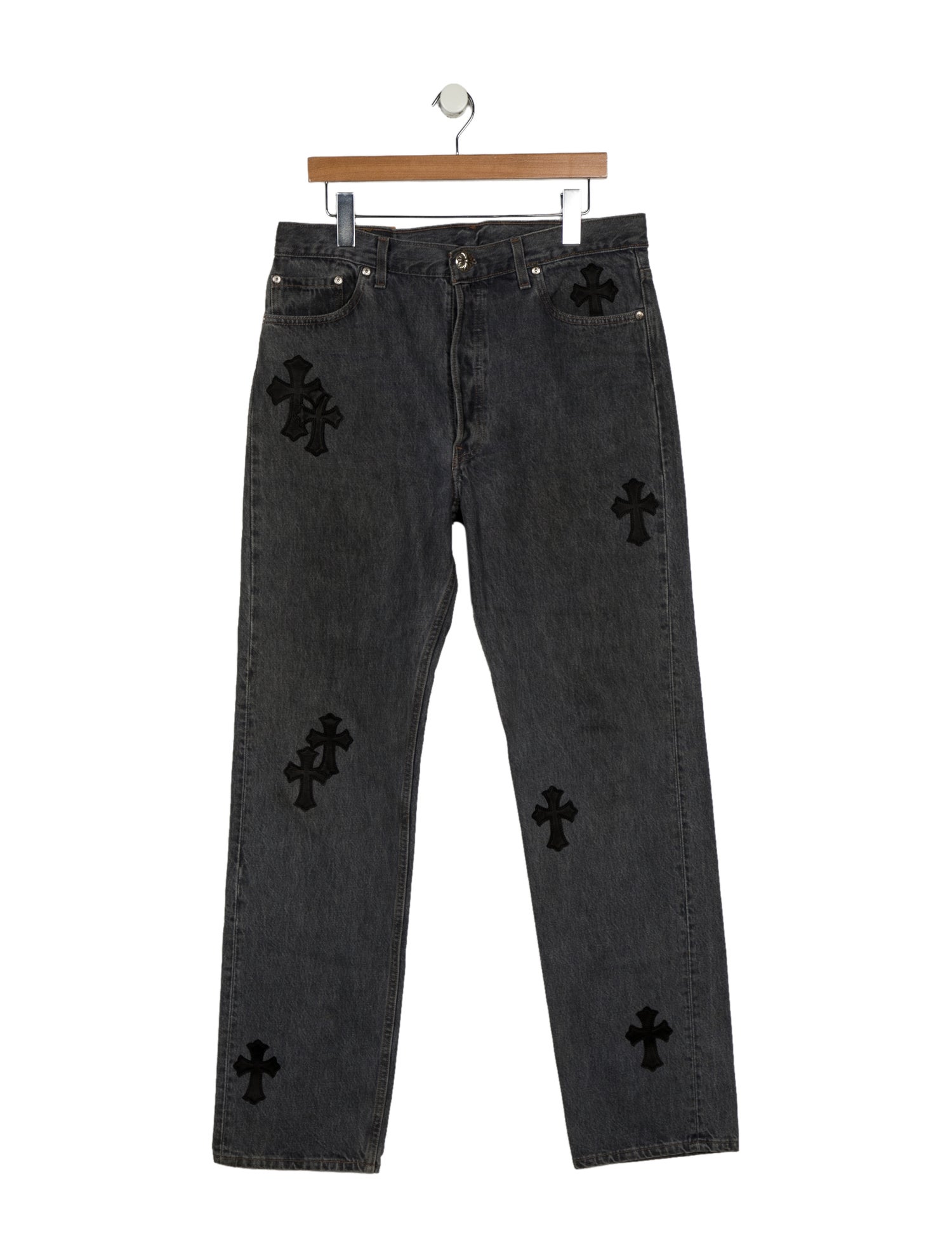 Chrome Hearts x Levi's Leather Cross Straight-Leg Jeans