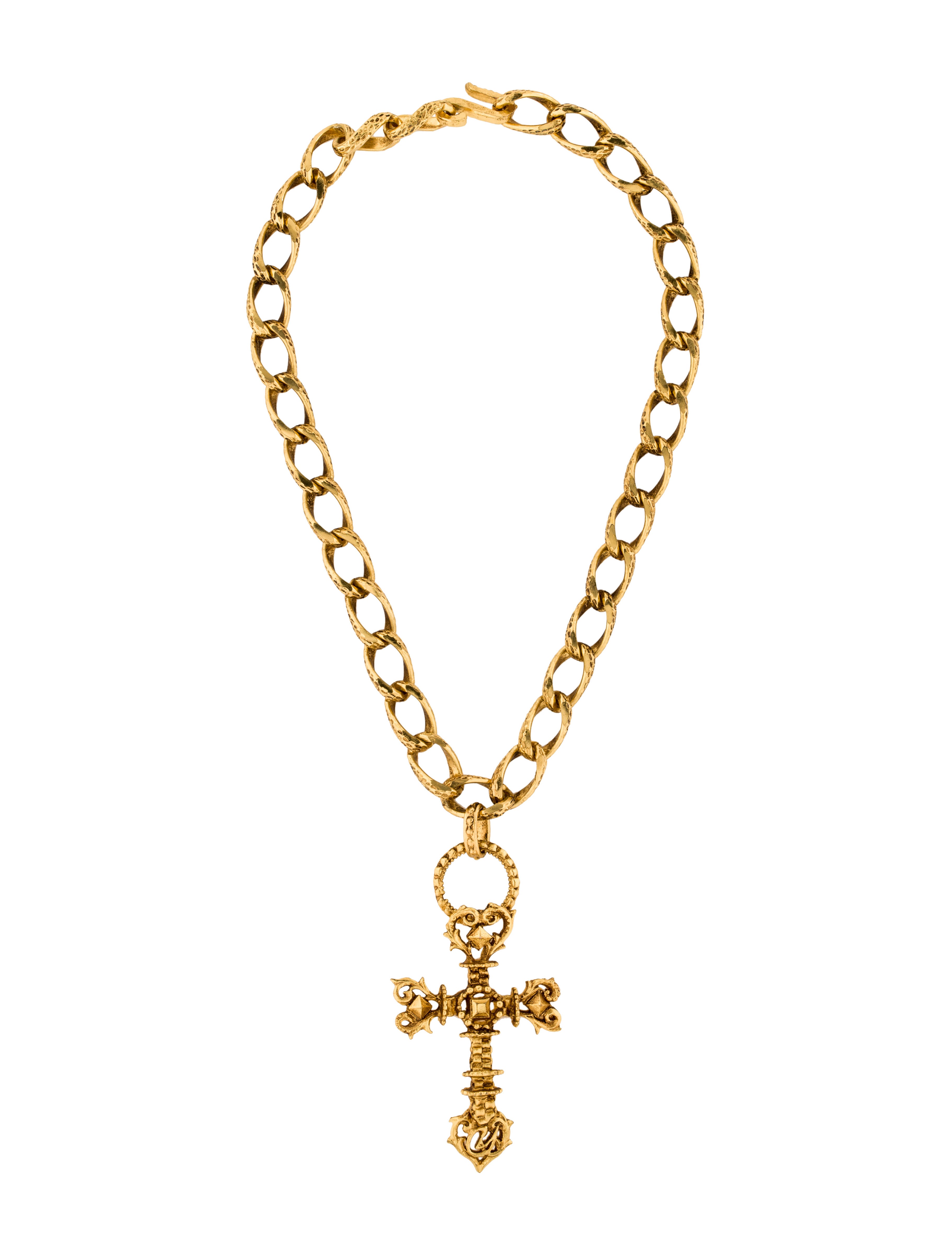 Christian Lacroix Cross Pendant Necklace - Gold Pendant Necklace