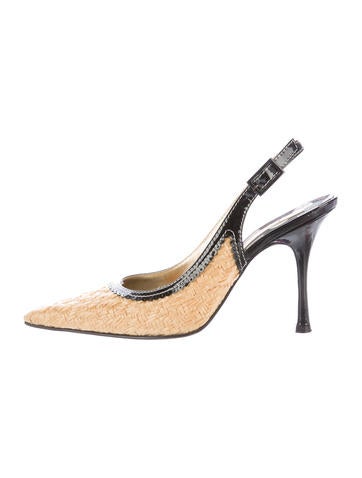 Christian Lacroix Raffia Slingback Pumps