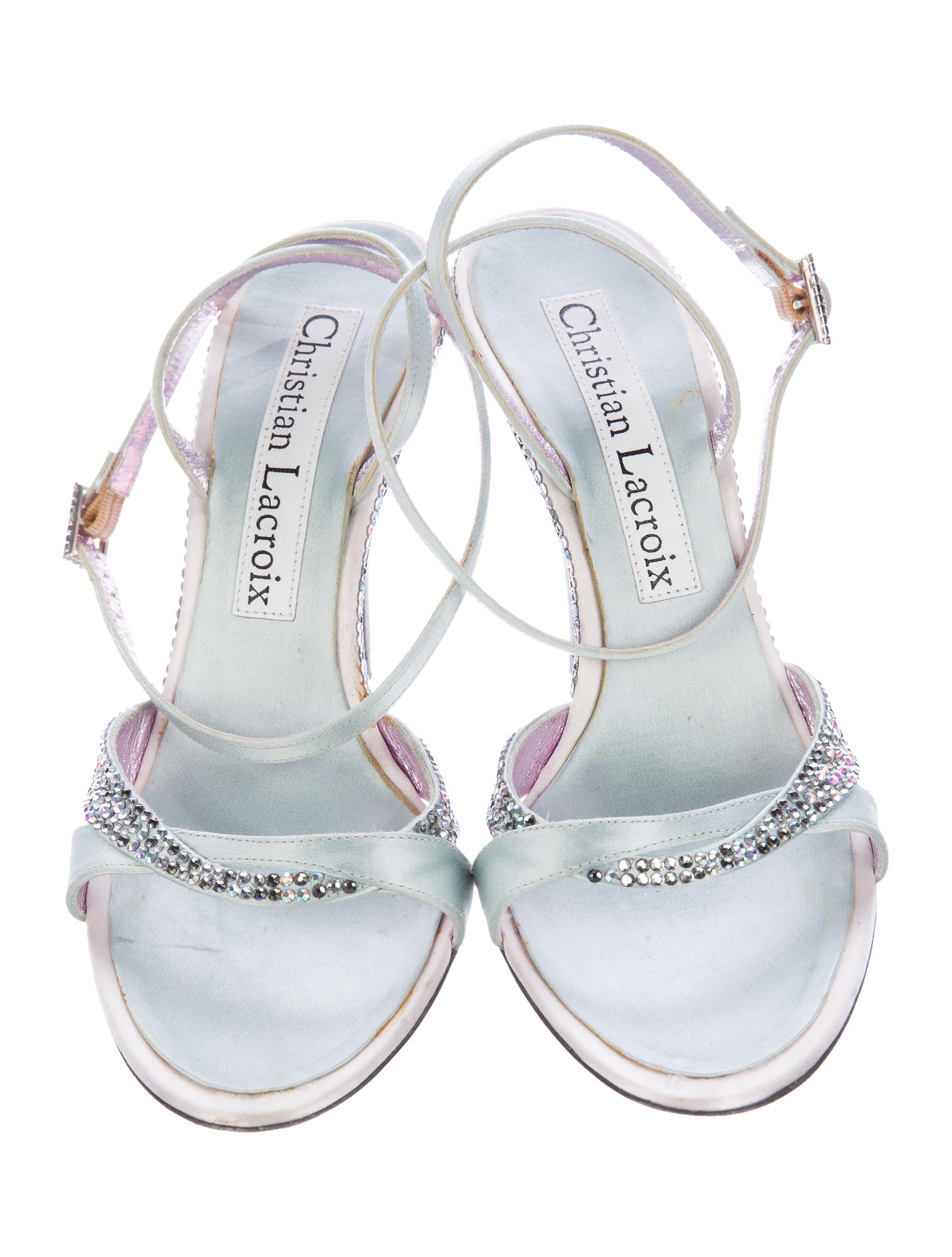 Christian Lacroix CrystalEmbellished Satin Sandals Shoes CHS22218