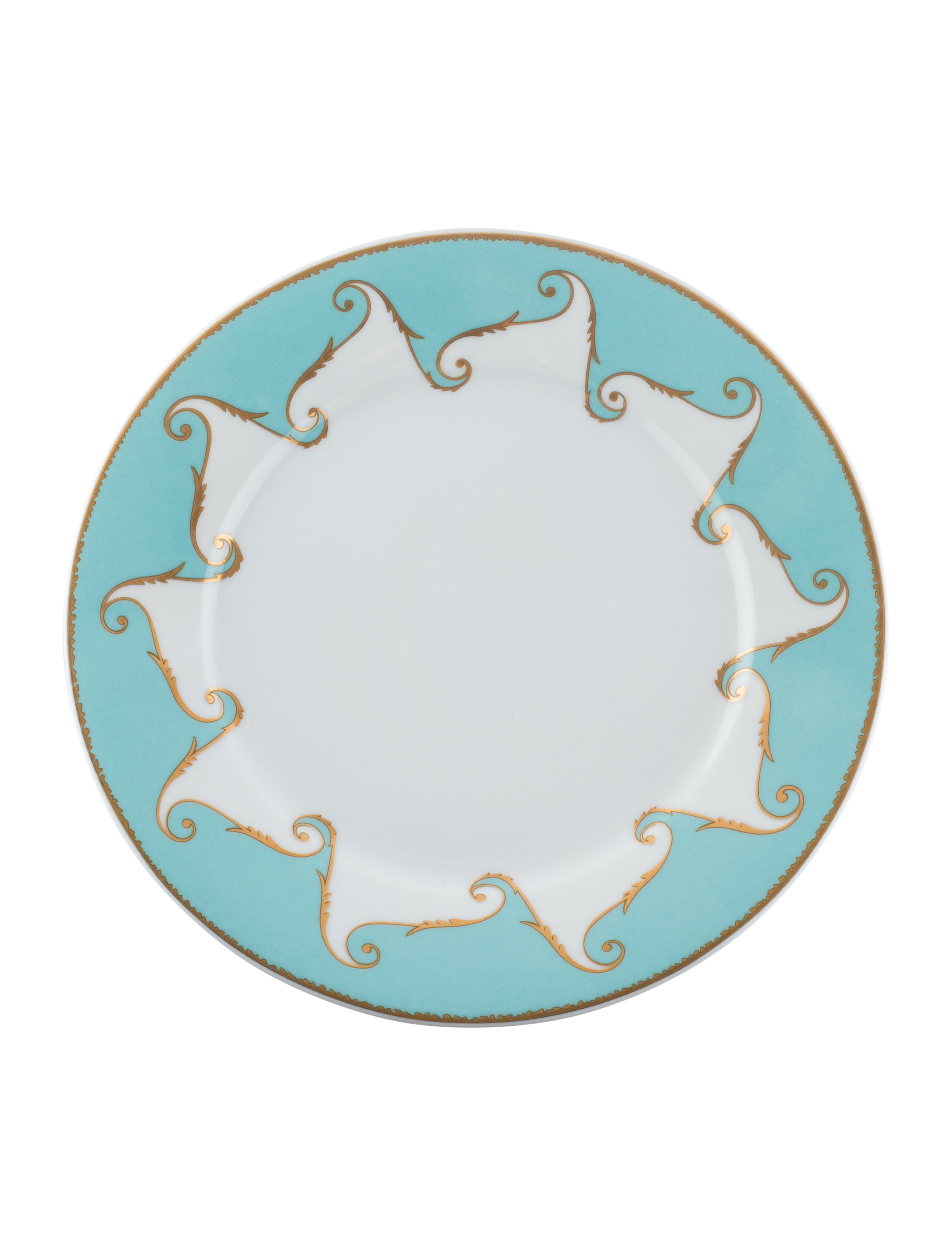 Christian Lacroix Set of 3 Follement Salad Plates Blue Dinnerware