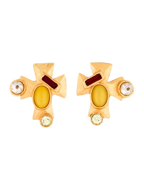 Christian Lacroix Resin, Crystal & Faux Pearl Cros