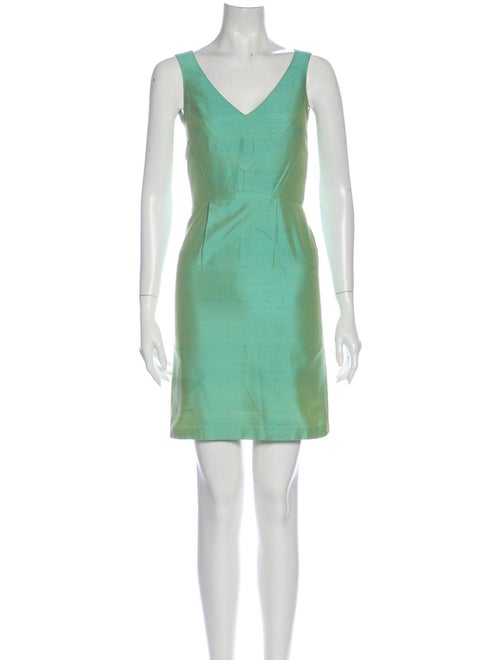 Christian Lacroix V-Neck Mini Dress Green