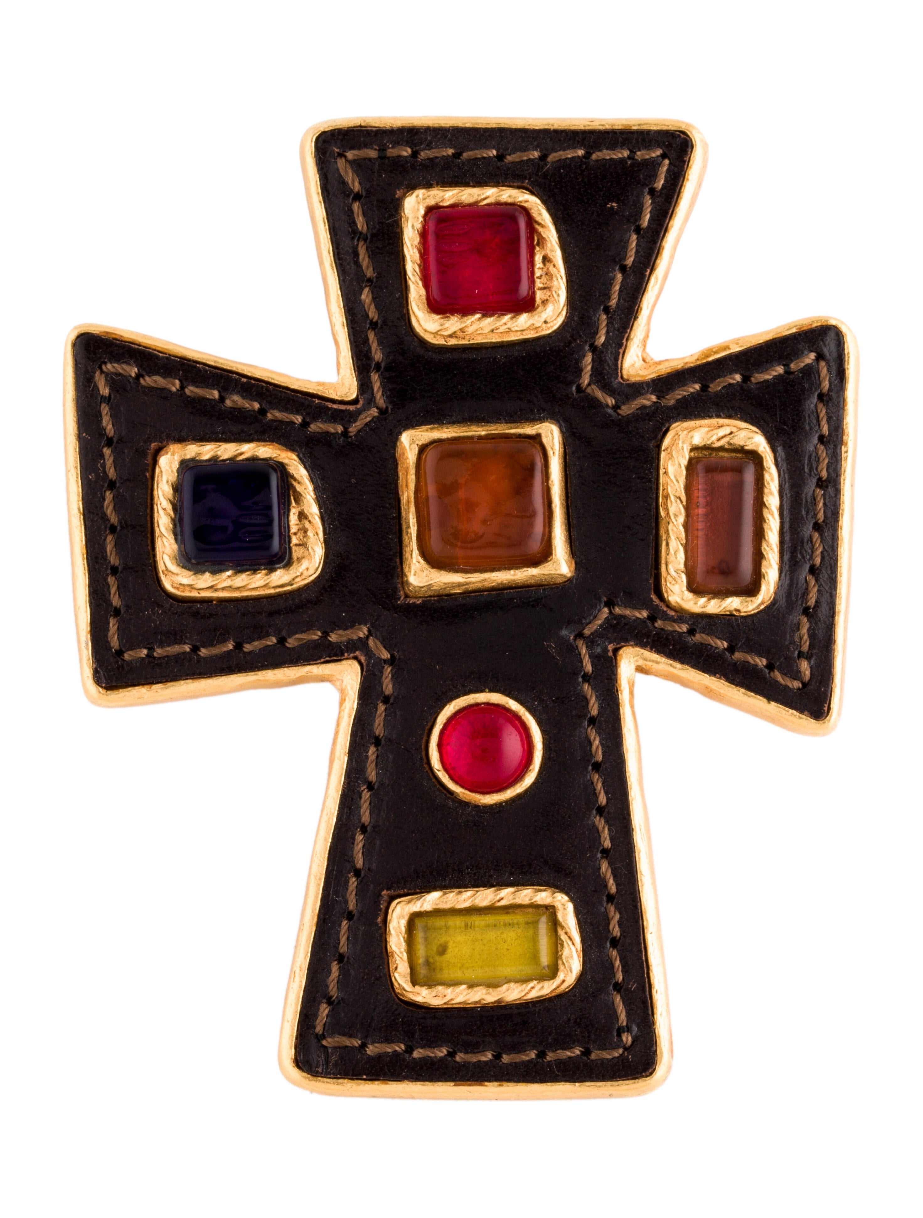 小物 Christian Lacroix Christian Lacroix Leather & Resin Cross Convertible Pendant