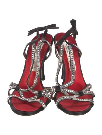 Christian Lacroix Satin Printed T-Strap Sandals
