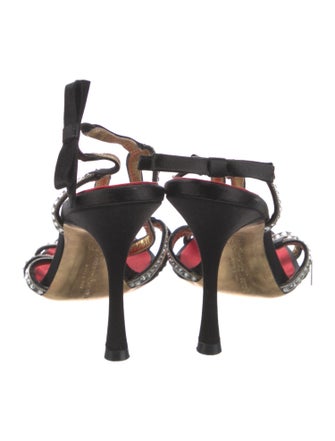 Christian Lacroix Satin Printed T-Strap Sandals