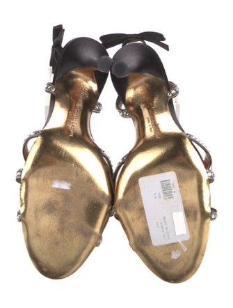 Christian Lacroix Satin Printed T-Strap Sandals