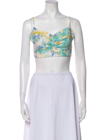 Christian Lacroix Tops Printed Square Neckline Crop Top M