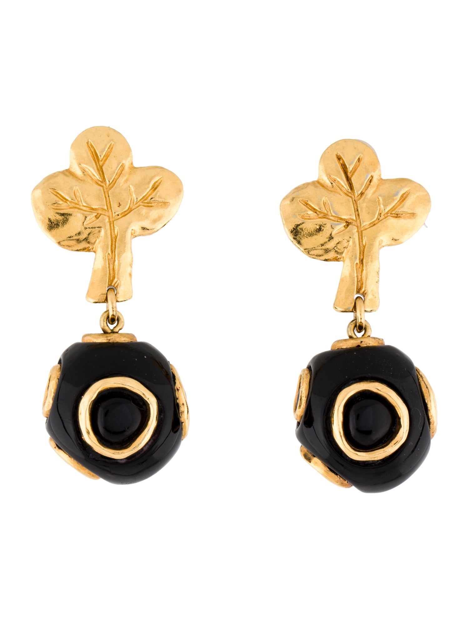 Christian Lacroix Resin & Enamel Clover Clip On Drop Earrings