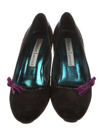 Christian Lacroix Suede Printed Pumps