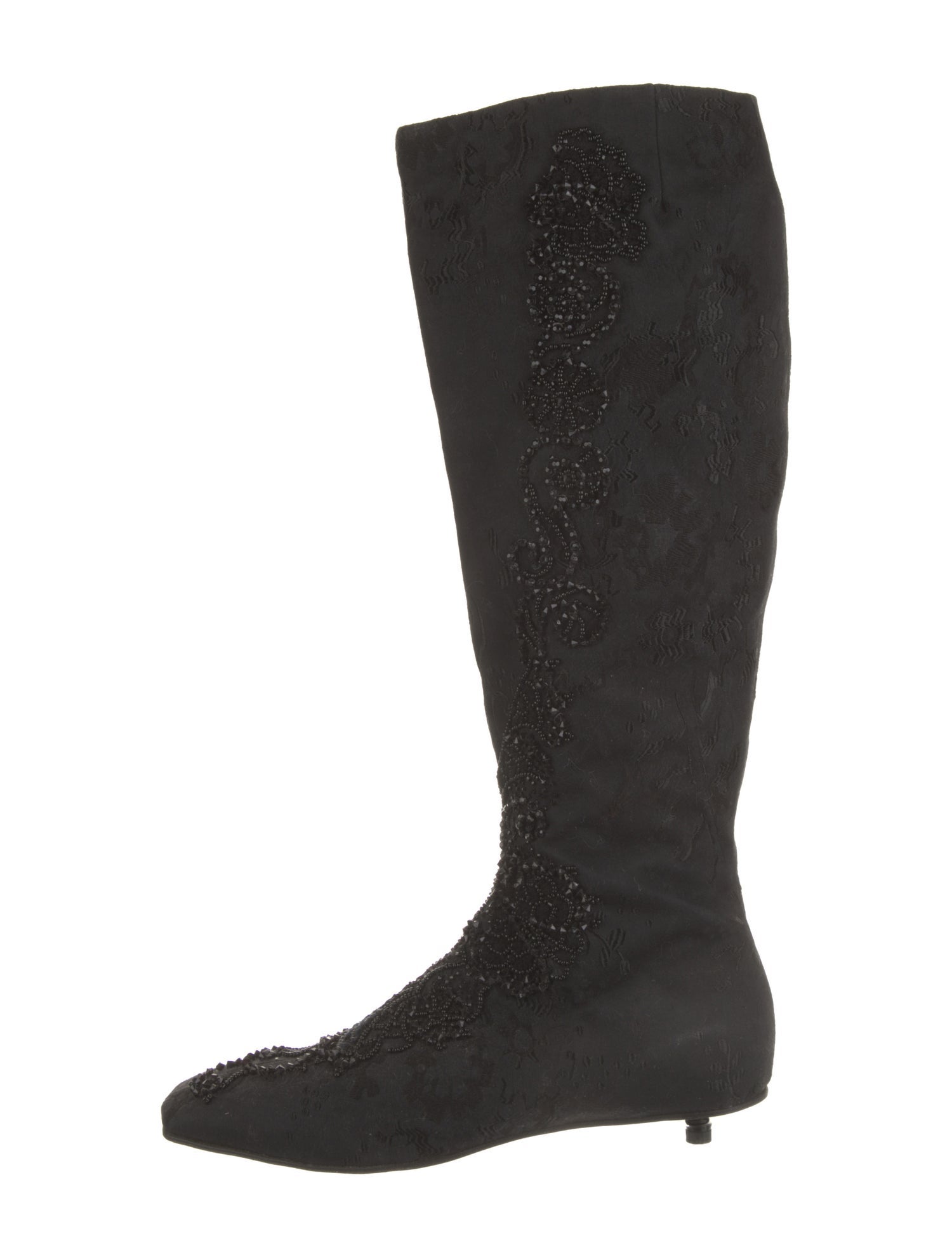 Christian Lacroix Canvas Embroidered Accent Boots