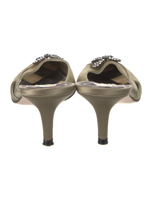 Christian Lacroix Canvas Crystal Embellishments Mules