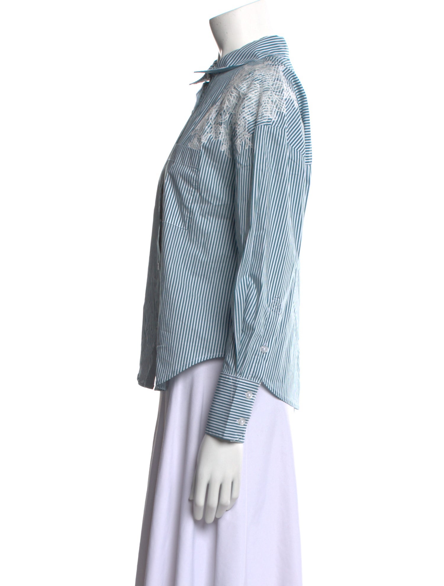 Christian Lacroix Striped Long Sleeve Button-Up Top w/ Tags