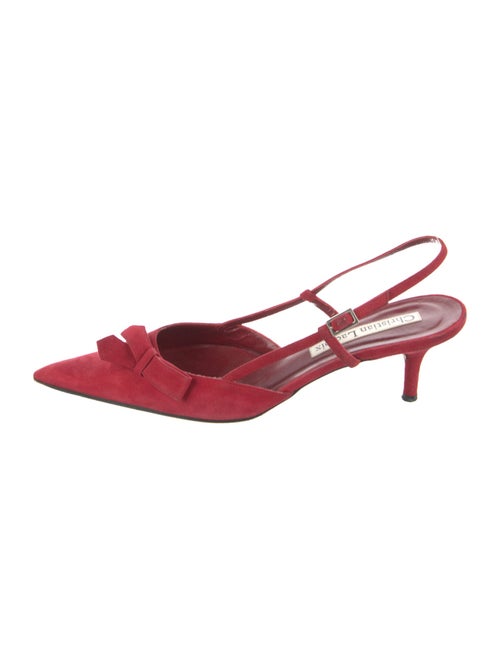 Christian Lacroix Suede Bow Accents Slingback Pumps