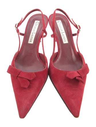 Christian Lacroix Suede Bow Accents Slingback Pumps