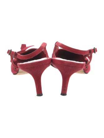 Christian Lacroix Suede Bow Accents Slingback Pumps