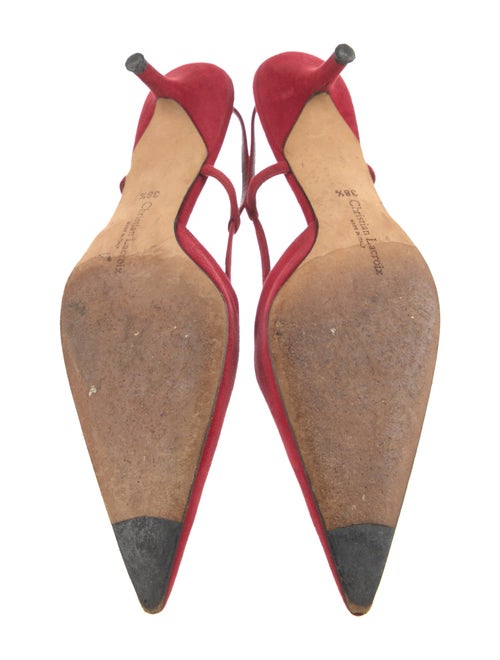 Christian Lacroix Suede Bow Accents Slingback Pumps