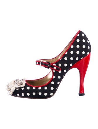 Christian Lacroix Polka Dot Print Beaded Accents Pumps